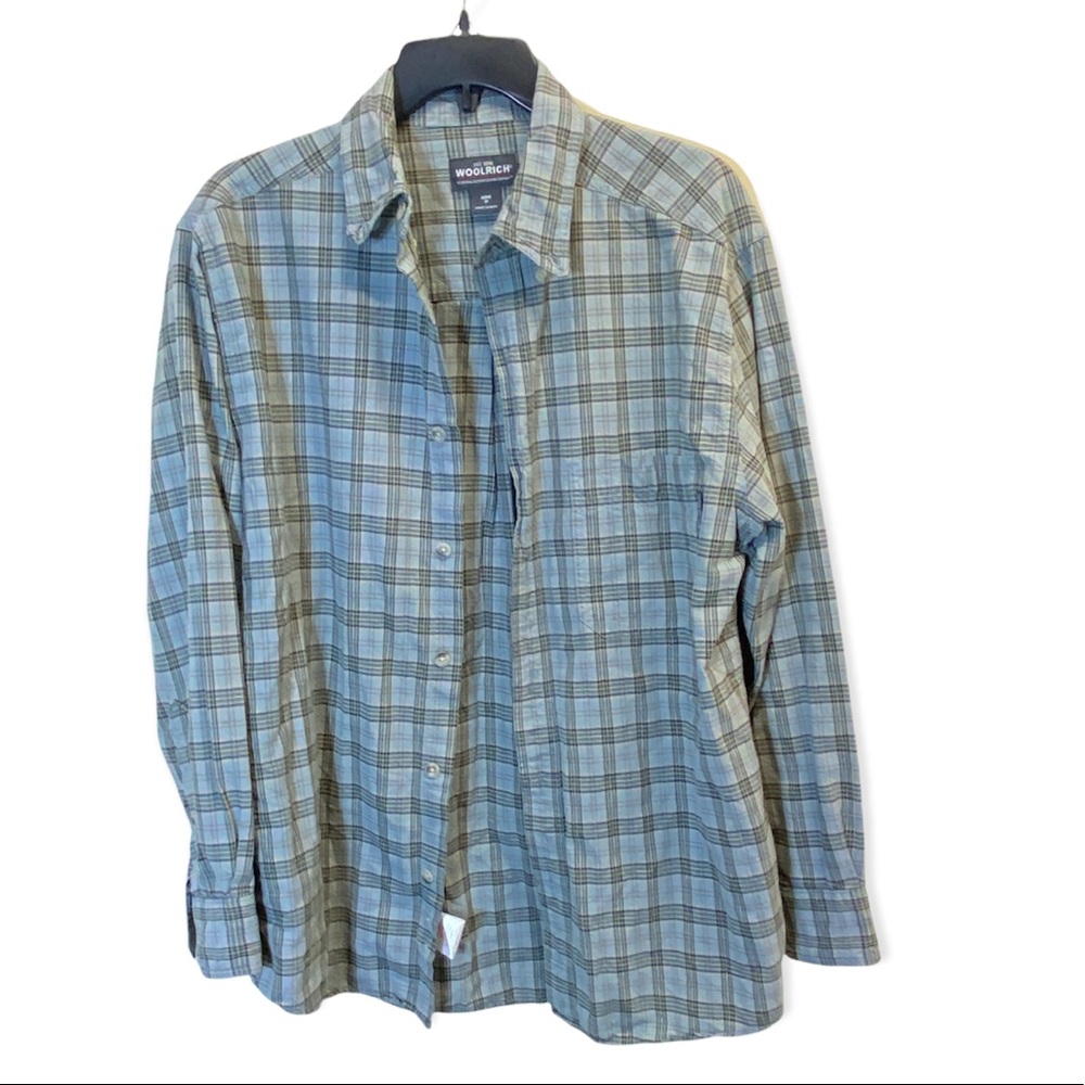 Vintage Woolrich Men’s Plaid Button Chambray Cotton Long Sleeve Shirt Size M